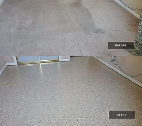 epoxy flake flooring project in Madera, CA