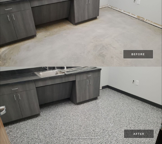 before and after of epoxy project in Visalia, CA