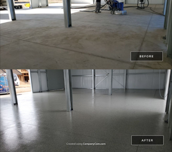 before and after view of epoxy project in Sanger, CA