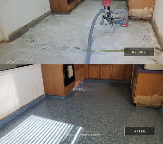 before and after view of epoxy project