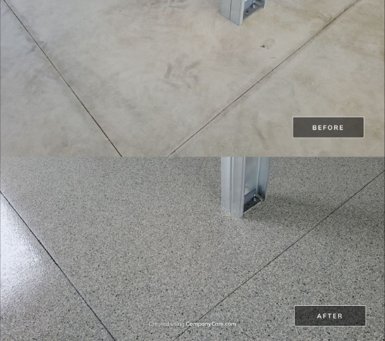 before and after view of residential epoxy project