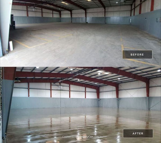 before and after of commercial floor sealing in Fresno, CA