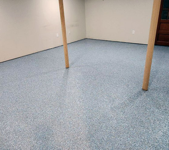 basement with brand-new epoxy flooring