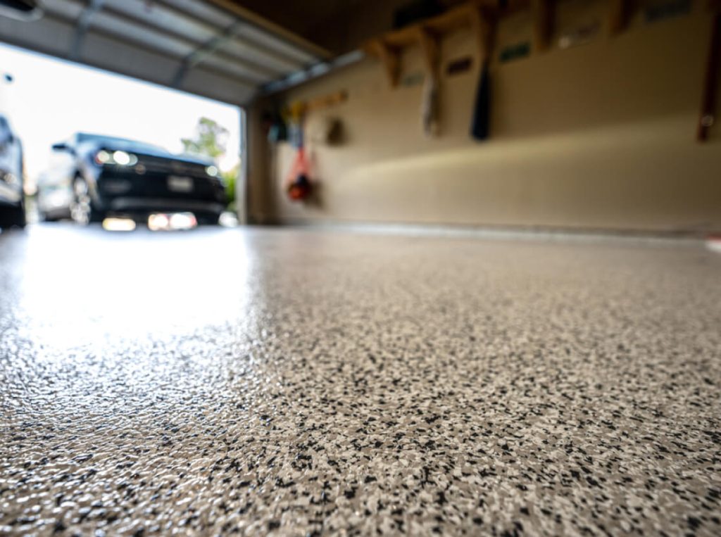 new flake color choice coated on a garage floor