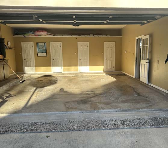 a garage in need of concrete repair in San Antonio, TX