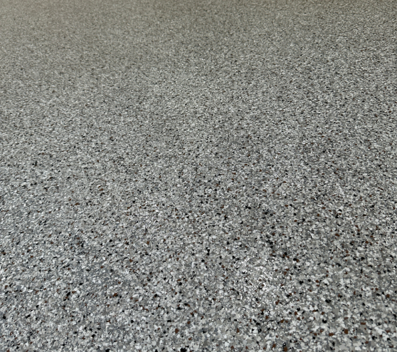 close view of epoxy flake floor in San Antonio, TX