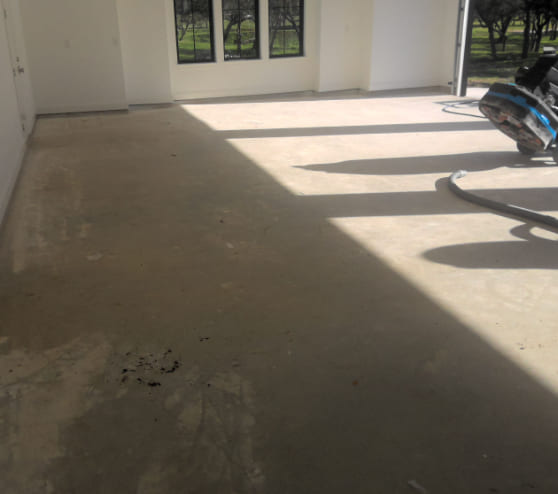 before view of epoxy flooring project in Braunfels, TX