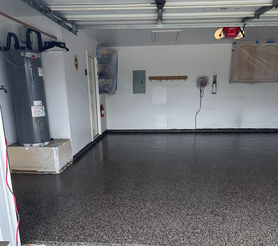 garage floor epoxy project in San Antonio, TX