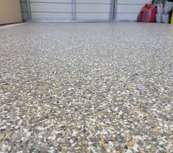 epoxy flake flooring in a garage
