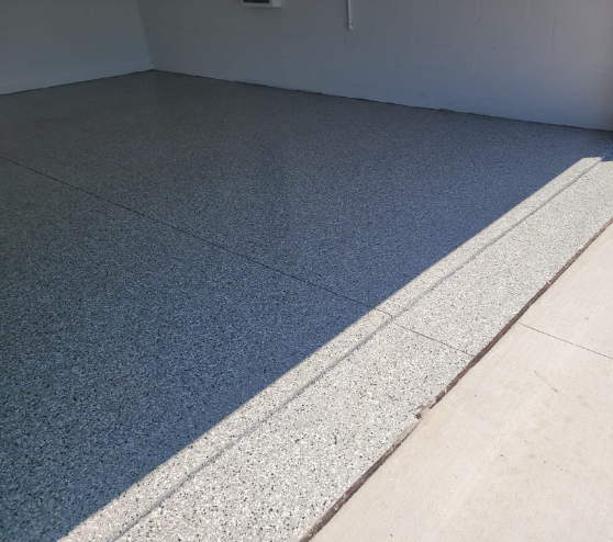 gray epoxy flake flooring in Parrish, FL