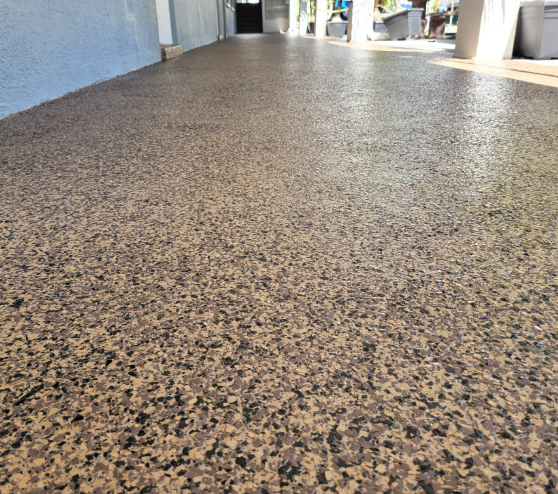 brown epoxy flake flooring