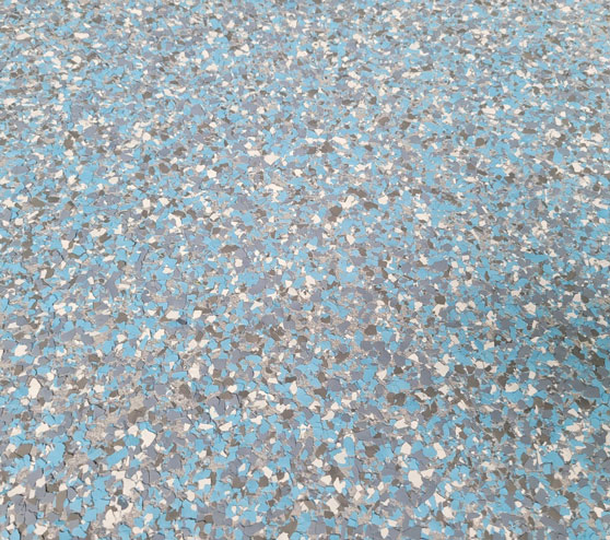close view of blue epoxy flakes