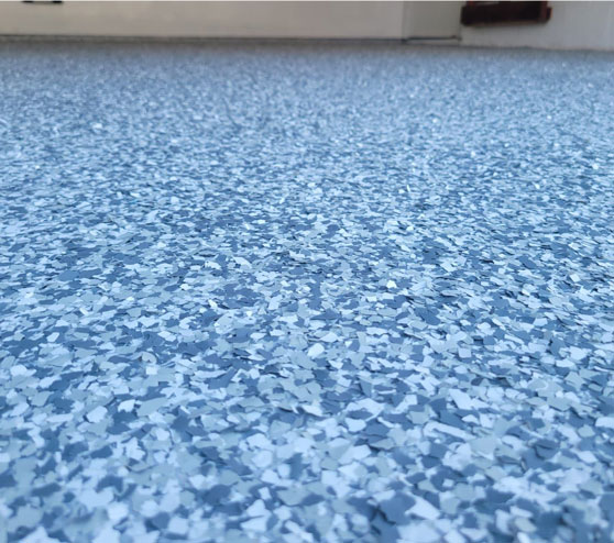 close view of epoxy flake flooring in Riverview, FL
