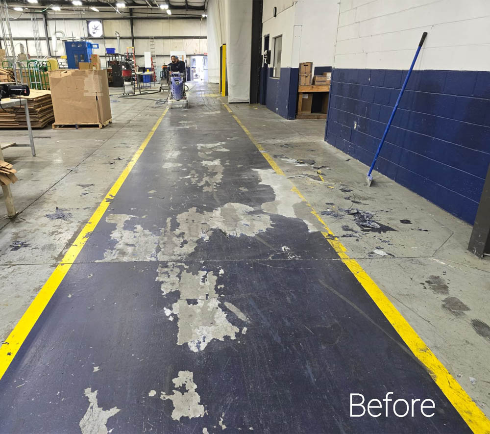 before view of industrial epoxy project in bradenton, fl