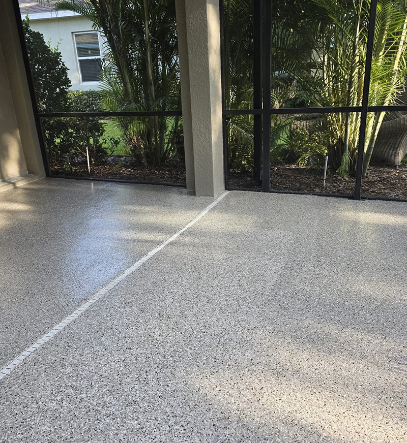 close-up of epoxy flooring at residential home