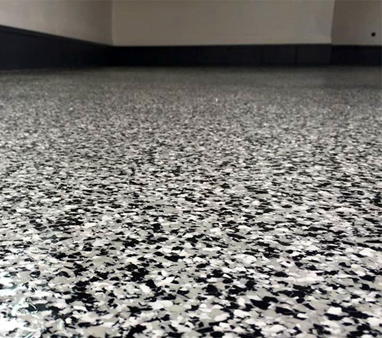 decorative flake epoxy garage floor